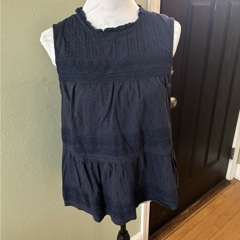 Old Navy Blue Smocked Ruffled Blouse